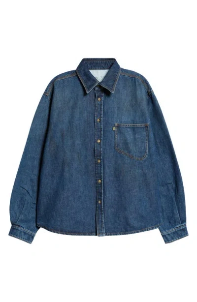 Erl Gender Inclusive Indiana Denim Overshirt In Dirty Blue