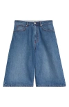 Erl Gender Inclusive Indiana Skate Denim Shorts In Dirty Blue