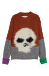Erl Mohair Skull Intarsia Sweater In Brown