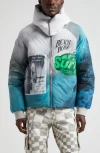Erl Rl Mens Iridescent Grey Hooded Puffer Shell Jacket In Blue