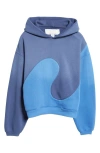 Erl Long-sleeved Hooded Sweatshirt In Blue Blue
