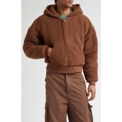 Erl Gender Inclusive Terry Fleece Zip Hoodie In Brown