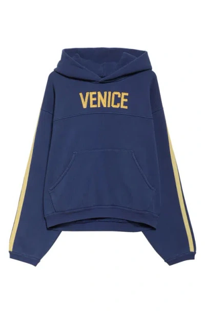 Erl Gender Inclusive Venice Embroidered Football Hoodie In Blue