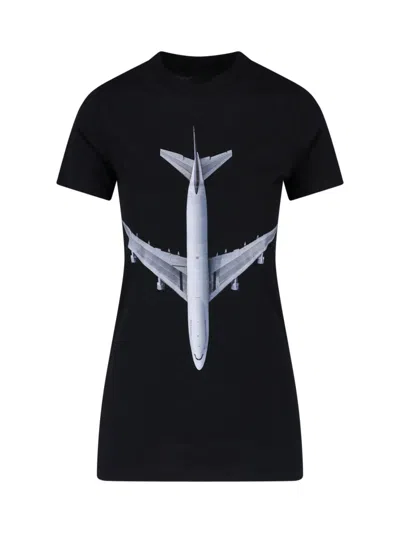 Erl Graphic Airplane T-shirt Dress In Black