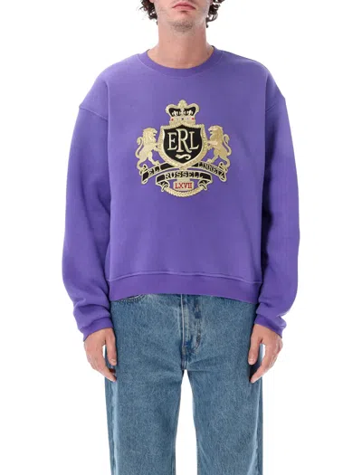 Erl Graphic Crest Crewneck Sweatshirt In Purple