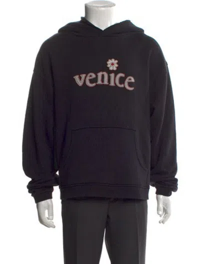 Pre-owned Erl Graphic Print Crew Neck Hoodie In Black