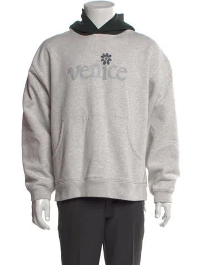 Pre-owned Erl Graphic Print Crew Neck Hoodie In Gray