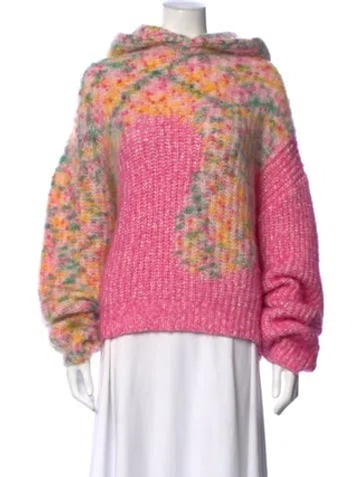 Pre-owned Erl Graphic Print Crew Neck Hoodie W/ Tags In Pink