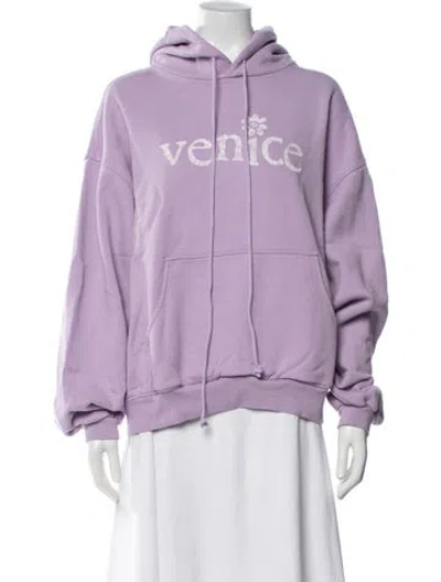 Pre-owned Erl Graphic Print Crew Neck Sweater In Purple