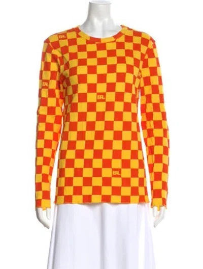 Pre-owned Erl Graphic Print Crew Neck Top W/ Tags In Orange