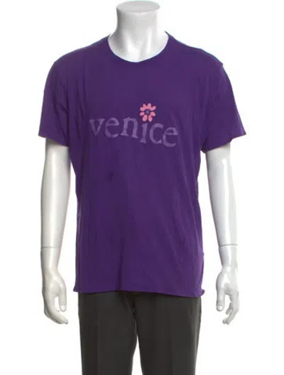 Pre-owned Erl Graphic Print Crew Neck T-shirt In Purple