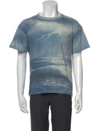 Pre-owned Erl Graphic Print Crew Neck T-shirt W/ Tags In Blue