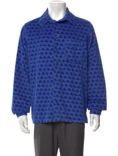 Pre-owned Erl Graphic Print Long Sleeve Shirt In Blue