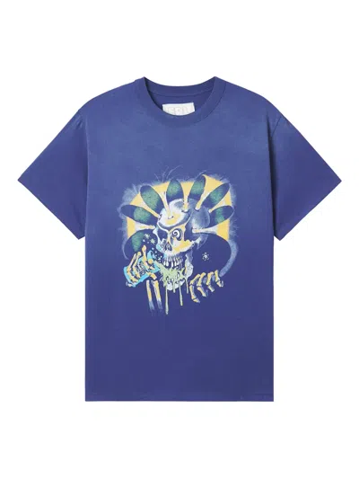 Erl Graphic Print T-shirt In Blue