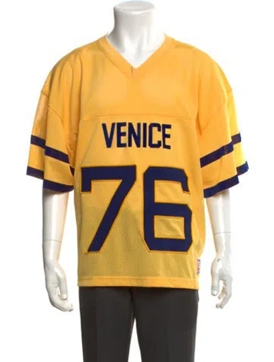 Pre-owned Erl Graphic Print V-neck Jersey In Yellow