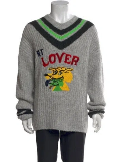 Pre-owned Erl Graphic Print V-neck Pullover W/ Tags In Gray