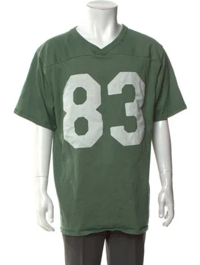 Pre-owned Erl Graphic Print V-neck T-shirt In Green