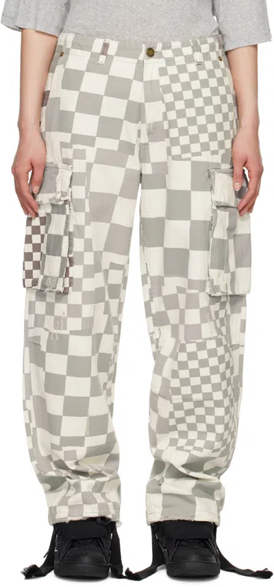 Erl Gray Check Cargo Pants In Checker 1