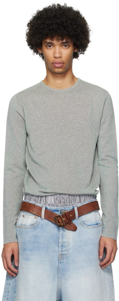 Erl Gray 'make Believe' Sweater In Iridescent Grey