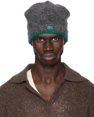 Erl Gray Pilling Overwashed Beanie In Dark Grey