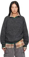 Erl Gray Pilling Overwashed Sweater In 1 Dark Grey
