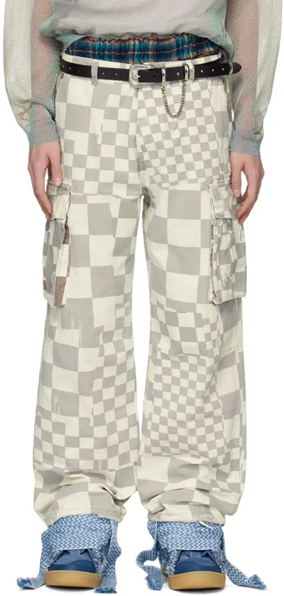 Erl Gray Printed Cargo Pants In Checker