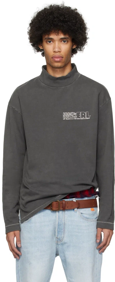 Erl Gray Printed Long Sleeve T-shirt In Black