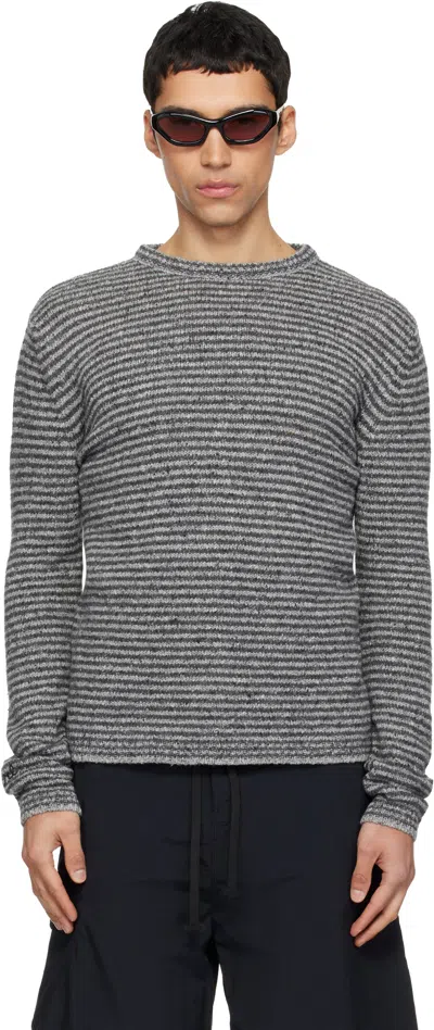 Erl Gray Thin Wool Crewneck Sweater