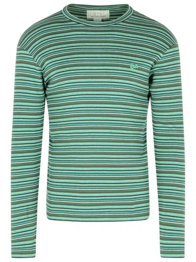 Erl Green Cotton Sweater In Blue