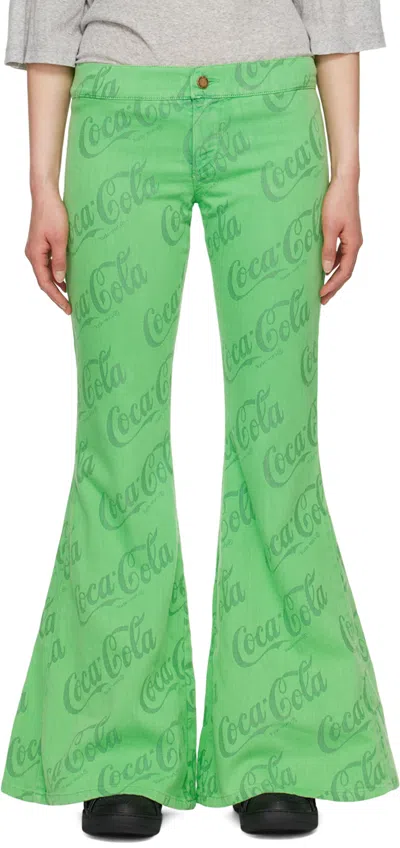 Erl Green Jacquard Jeans In Green Coca Cola 2