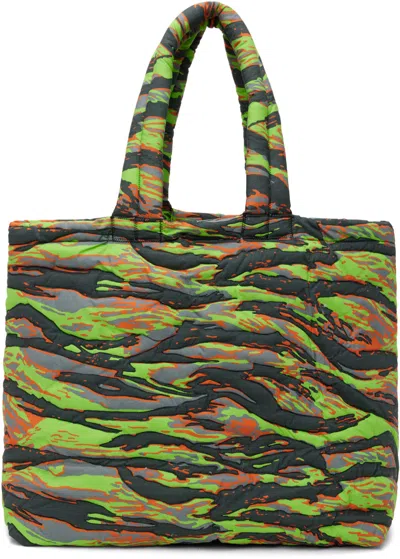 Erl Green Medium Camo Tote In  Green Rave Camo