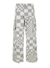 Erl Grey Cargo Jeans With Asymmetric Check Motif In Cotton Denim Man In Grey