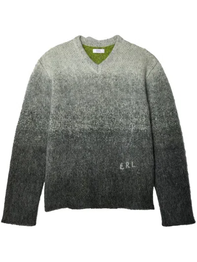 Erl Gradient-effect V-neck Jumper In Grau