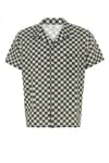Erl Black And White Bowling Shirt With Check Motif