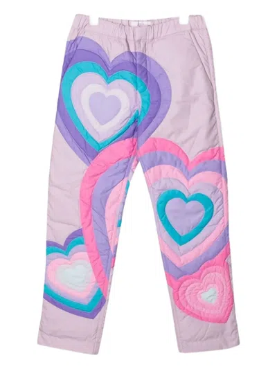 Erl Kids' Heart-panelled Trousers In Purple