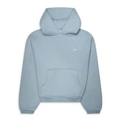 Erl Heathered-knit Hoodie In Blue