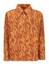 Erl Flame Print Canvas Shirt Jacket In Orange