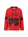 Erl Lace-up Graphic Sweatshirt In Red