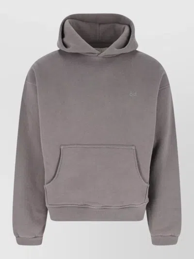 Erl Hooded Sweatshirt Front Pocket Ribbed Cuffs Hem In Brown