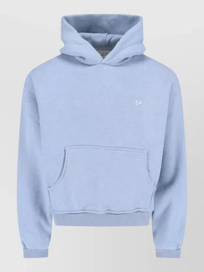 Erl Hooded Sweatshirt Front Pocket Ribbed Trims In Brown