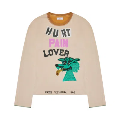 Pre-owned Erl Hurt Lover Reversible T-shirt 'ivory Brown' In White