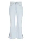Erl Straight Leg Trousers Side Slits In Blue