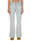 Erl Straight Leg Trousers Side Slits In Blue
