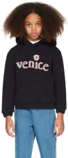 Erl Kids Black 'venice' Hoodie In Black