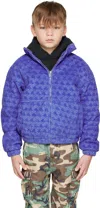 Erl Monogram-print Zip-up Jacket In Blue 1