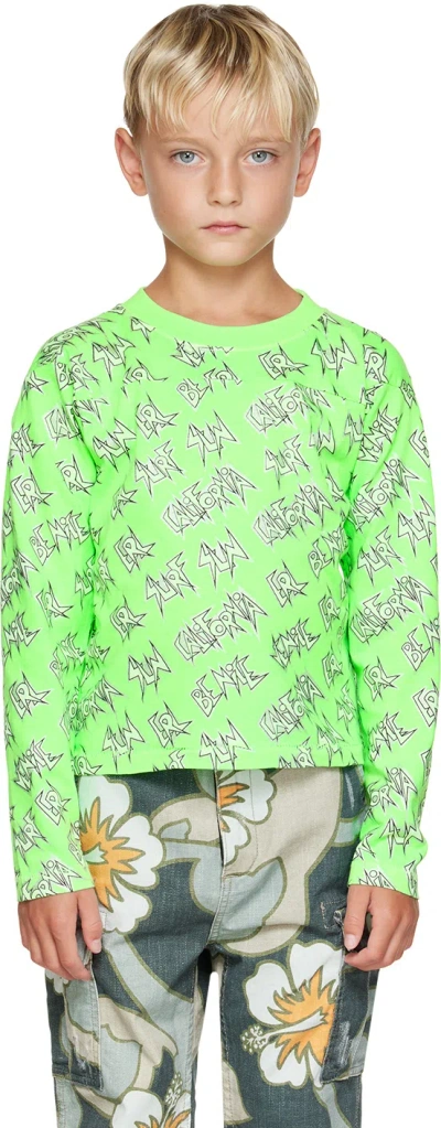 Erl Kids Green Printed Long Sleeve T-shirt