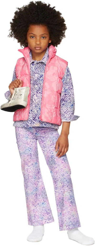 Erl Kids Pink Down Hibiscus Vest In Pink Hibiscus