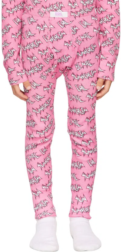 Erl Kids Pink Waffle Pants In Pink Sunscreen