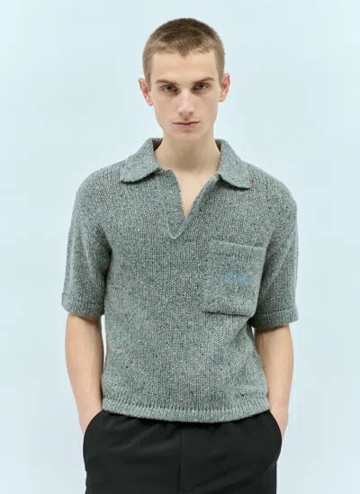 Erl Knit Polo Shirt In Grey
