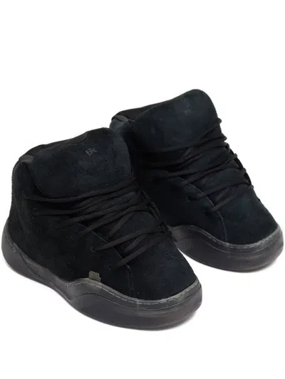 Erl Lace-up Fastening Suede Sneakers In Black